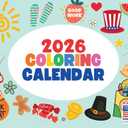 Kids Coloring Calendar 2026 Color Your Own Monthly Wall Calender 12 Month | American Made In The USA