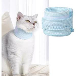 Cat Neck Brace Cover - Breathable Elizabethan Collar for Post-Surgery Recovery Anti-Lick Wound Adjustable Protective Cervical Cone for Medium Dogs Cats (Neck Girth 9.1-11.8" Depth3.2 (Blue)