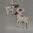 Sanwuta 2 Pieces Reindeer Christmas Decor Christmas Deer Desk Decor Indoor Rustic Reindeer Standing Tabletop Decoration Wooden Deer Table Decoration for Home Lawn Garden(Yellow Bell)