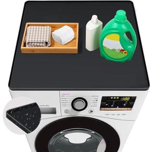 27'' x 27'' Washer and Dryer Covers for the Top, Non-slip Silicone Washer Dryer Top Protector for Washing Machine, Waterproof Washer Dryer Countertop for Laundry Kitchen Home (Black)