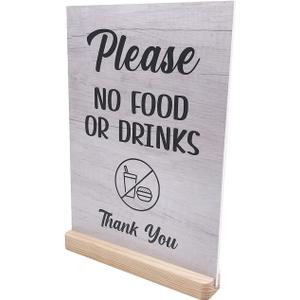 Please No Food Or Drinks Sign - Customer notice, no eating or drinking, A4 size (White Stand)