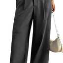 GORGLITTER Women's Low Rise Dress Pants Business Casual Wide Leg Trousers Work Dressy Low Waisted Straight Slacks Pants (Gray) S