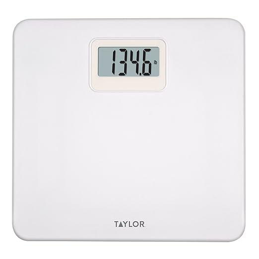Taylor Digital Plastic Bathroom Scale, Scale for Body Weight, White