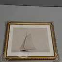 VIYYIEA Gold Framed Wall Art Canvas Print Home Decor for Living Room White Sailboat Seascape Watercolor Vintage Beach Painting on Canvas - Coastal Wall Art Prints for Bedroom Office Bathroom 13x16in