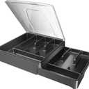 Double Layer Silverware Tray with Lid, Drawer Organizer for Utensil Tray, Cutlery Storage Holder with Cover, Black
