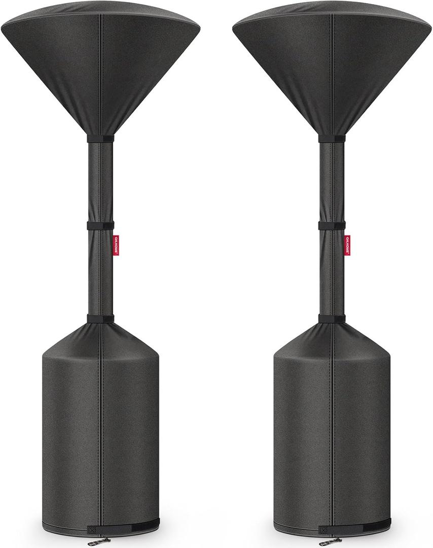 QH.HOME 2 Packs Patio Heater Covers, [2026 Upgraded Tear-Resistant Fabric] Waterproof with Robust Zipper,Dustproof/Wind/Sunlight/Snow-Resistant,(2 Pack-89"H x 33"D x 19"B ,Black)