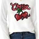 LilyCoco Womens Long Sleeve T Shirts Boat Neck Tops Breton Loose Fit Printed Tshirt White Large (White, L)