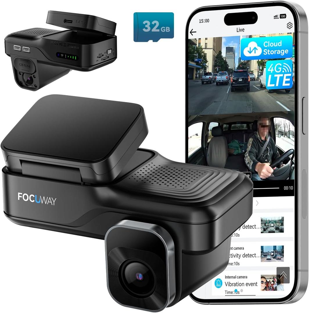 Dash Cam Front Inside, 4G LTE Security Cam for Car, Remote Live-View, Instant Alert via App, Cloud, IR Night Vision, No Screen, Dual FHD Dash Camera, 24/7 Parking Mode, GPS, OBD Cable Includes (L7) Dash Cam Front Inside, 4G LTE Security Cam for Car, Remote Live-View, Instant Alert via App, Cloud, IR Night Vision, No Screen, Dual FHD Dash Camera, 24/7 Parking Mode, GPS, OBD Cable Includes (L7)