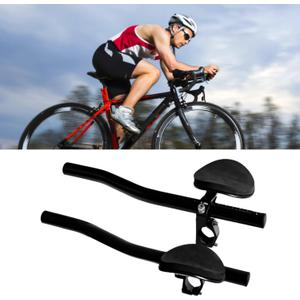 Bike Aero Bar, Bicycle Bike Armrest Handlebars Aluminum Alloy Armrest Bar for Road Bike Bicycle Racing TT Handlebar Clip on Relaxation Handle Triathlon Handkebars