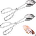 2 Pieces Buffet Salad Tongs for Kitchen Serving and Cooking, Stainless Steel Food Scissor Tongs, Catering Utensil for Bread Cake Bake Steak Barbecue (Silver)
