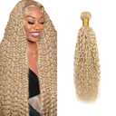 #22 Blonde Bundles Human Hair Water Wave Bundles 12 Inch Unprocessed Brazilian Virgin Hair Ash Blonde Water Wave Bundle Human Hair Extensions 50 Gram Per Bundle