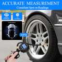 Digital Tire Pressure Gauge with Inflator 250 PSI, Heavy Duty 360 Air Chuck Air Compressor Attachments, Improved Leaks Protection & Extended Hose Tire Gauge, 0.1 Display Resolution, with Storage Box