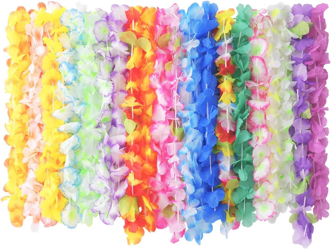 2 x 36 Pcs Leis for Luau Party Decorations, Hawaiian Leis Party Favors,Hawaiian Party Decorations,Colorful Flower Necklace, Luau Party Favors Supplies,Tropical Summer Beach Theme Decor(3 Dozen)