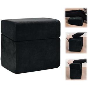 3 Adjustable Heights Foot Rest for Under Desk at Work - Ergonomic High Density Foam Footrest with Washable Cover, Foot Stools for Office, Home, Gaming (Black)