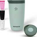 Travel Coffee Mug Tumbler, Reusable Iced Coffee Hot Coffee Cup, Double Wall Insulated Thermal Stainless Steel, Hot and Cold Tumbler for Coffee Lovers, Gift for Women Men, 12 oz, Pastel green