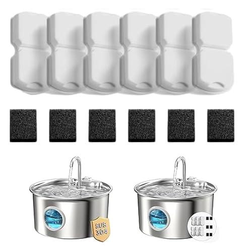 ATMZIQXR Cat Water Fountain Filters: 12 Cat Fountain Filter Replacement - 3 Months Set of Replacement Filters for ATMZIQXR Pet Fountains S18 - Contains 4 Carbon Filters + 6 Sponges Filters