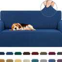 KEKUOU Stretch Loveseat Sofa Cover Slipcover,Couch Covers for 2 Cushion Couch Sofa (55"-78") Furniture Protector Sofa with Elastic Bottom for Kids,Dog. Jacquard Small Checked (Medium,Classic Blue)