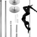VEVOR Professional Dancing Pole, Spinning Static Dancing Pole Kit, Portable Removable Pole, 45mm Heavy-Duty Stainless Steel Pole, Height Adjustable Fitness Pole, for Exercise Home Club Gym, Silver