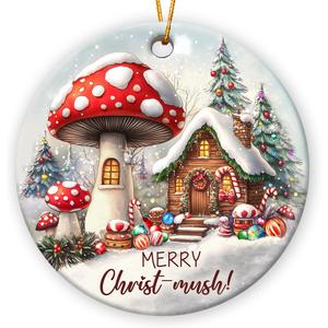 4 x Christmas Ornaments 2025 - Cute Mushroom Christmas Ornaments for Tree Car Decor, Gifts for Mushroom Lovers, Gift Exchange Ideas, Nature Lover Gifts for Forest Enthusiasts