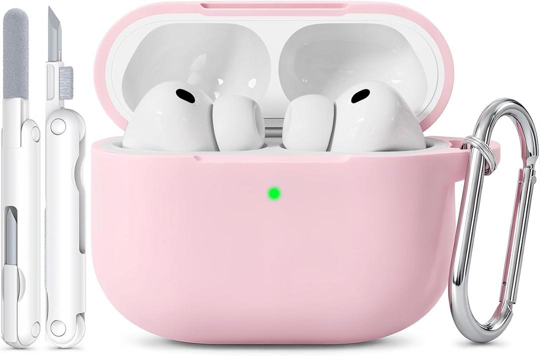 for AirPods Pro 3 Case 2025, Cute Soft Silicone Case Compatible with Apple Airpods Pro 3rd Generation Cover Pink with Cleaner & Keychain for Women Girly, Anti-Scratch,Shockproof