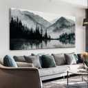 TAIJXAGSG Canvas Wall Art Decor Prints Natural Modern Wall Art Landscape Wall Decorations Mountain Lake View Artwork Pictures For Bedroom Kitchen Office Apartment Decorations 20"40" (grey black)