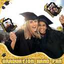24 Pcs Personalized Graduation Fans Custom Photo Cutout Face Fans with Handle Double Sided Class of 2026 Grad Photo Props Grad Party Supplies Blank DIY Frame for Graduation Party Souvenirs (Gold)