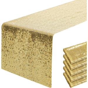 6 Packs 12 x 72 inches Gold Sequin Table Runner, Glitter Runner for Birthday Party Supplies Decorations Wedding Bachelorette Holiday Celebration Bridal Shower Baby Shower