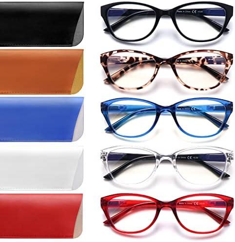 Amazon.com: COJWIS 5 Pack Reading Glasses for Women Men Blue Light Blocking Computer Readers with Spring Hinge Anti Eye Strain Eyewear (5 MIX, 1.50, diopters) : Health & Household