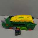 Dinosaur Truck Toys for Kids, Transforms into Triceratops with Race Track Set, Ultimate City Dinosaur Transporter Hauler with 4 Cars, Birthday Gifts Toys for Boys 3 4 5 6 7 8 Years Old Green
