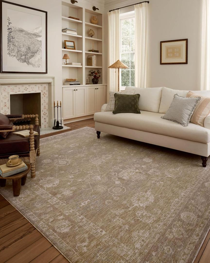 Loloi Chris Loves Julia Louisa Collection LOI-04 Taupe/Gold 2'-3" x 3'-10", .38" Pile Height, Accent Rug