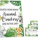 ISOVF Guess How Many Animal Crackers Baby Shower Game, Jungle Animal, Safari Theme Baby Shower Game - 1 Standing Sign and 50 Cards for Gender Neutral-LK-D05
