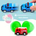JOYIN 12 Pcs Prefilled Easter Eggs with Toys, Plastic Eggs with Cute Pull Back Cars, Easter Basket Stuffers, Party Favors for Kids, Classroom Prize Supplies