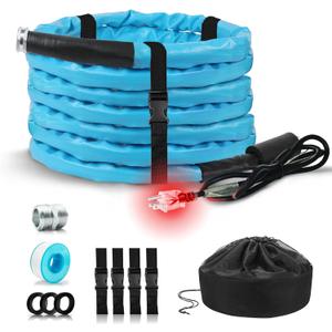 OEBLD Heated Water Hose for Rv (50ft L x 5/8"ID) 4.0 Upgraded Function with Energy Saving Thermostat to Keep Drinking Water Running in down to -45, Designed for Campers,with Storage Bag, Anti-Freeze