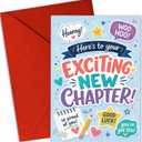 2 x Exciting New Chapter Good Luck Card, Back to School Card, 8x5.3 Inch