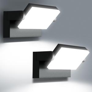60W LED Wall Lights Outdoor 360° Rotatable Black Modern Commercial Security 5000K IP65 Waterporof Wall Mount Fixture 2 Pack