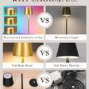 2-Pack Gold RGB Cordless Table Lamp, 5200mAh RGB 8 Modes & Touch Control Rechargeable Battery Desk Lamp, IP54 Waterproof Outdoor Table lamp for Bedroom/Outdoor/Restaurant/Camping/Bars(Gold)