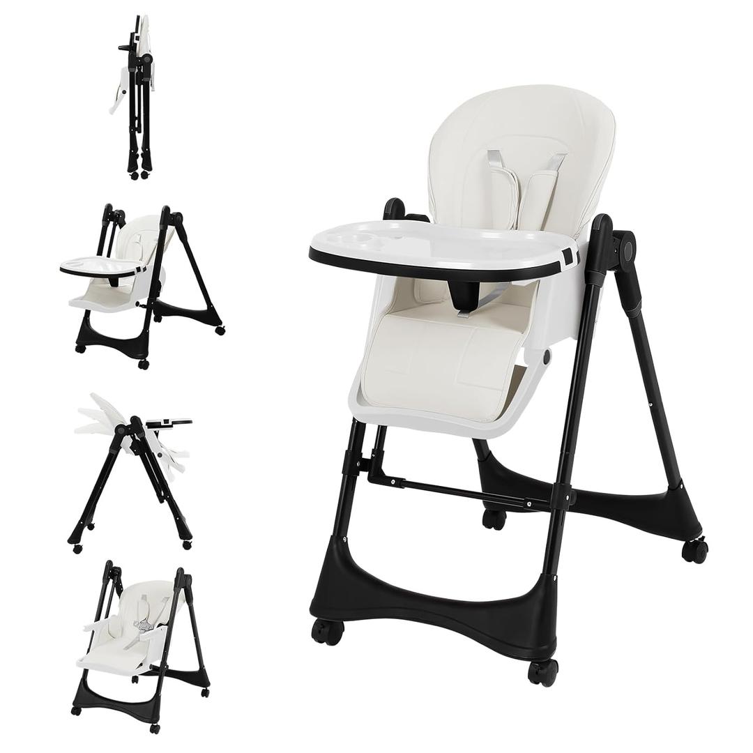 6-in-1 Convertible High Chair with Rocker | Baby High Chair for Newborn to Toddler (0-3 Years) | Adjustable, Foldable & Easy-Clean with Dishwasher Safe Tray & Tool-Free Assembly, Black White