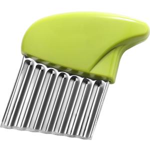 Crinkle Cutter Stainless Steel Potato Carrot Chip Vegetable Crinkle Wavy Chopper Cutter French Fry Slicer (Green)