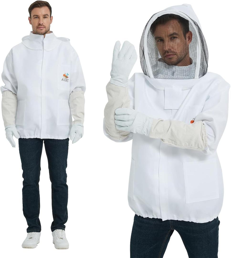 ANDES Bee Suit - Polycotton Beekeeping Jacket with Gloves (XL)