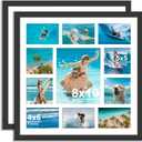20x20 Collage Picture Frame with Tempered Glass - Photo Frame Collage Fit One 8x10, Four 5x5 and Six 4x6 Photos or Use as One 20x20 Frame, 2 Pack, Black