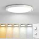 16 Inch 1Pack Super Slim Flush Mount Ceiling Light Fixture,30W 3400LM Dimmable 5CCT Selectable 2700K-5000K Round Light Fixture for Living/Bedroom,Kitchen/Bathroom,Porch &All Indoor Spaces White, 15.8inch-1Pack