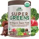 Country Farms Organic Super Greens Chocolate Flavor, 50 Organic Super Foods, USDA Organic Drink Mix, Packed with Fiber, Fruits, Vegetables, Mushrooms & Probiotics, Supports Energy, 7g Fiber (10.6 Ounce (Pack of 1))