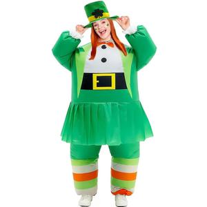 MXoSUM Inflatable St. Patrick's Day Costume for Adult Blow up Leprechaun Suit Funny Green Holiday Party Outfit