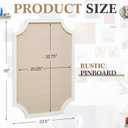 Wonderjune Vintage Framed PinBoard Linen Display Bulletin Board Large Cork Fabric Picture Photo Memo Pinboard Fancy Ornate Decorative Vision Board for Wall(Scalloped,24'' X 36",Bright White)