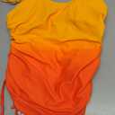 Viottiset Women's Ruched High Cut One Piece Swimsuit Tummy Control Bathing Suit Monokini (Orange, XL)