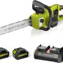 40V 16 Inch Chainsaw with 2 x 4.0Ah Batteries for Tree Felling, Firewood Cutting, Pruning