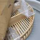 Pinkunn Rattan Wall Shelf Round Wicker Shelves Boho Wall Mounted Display Storage 2 Tier Circle Farmhouse Home Decorations for Dining Room Living Room Office Kitchen Bathroom