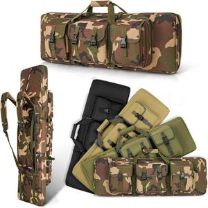 DULCE DOM 32 inch Double Rifle Case Soft Bag Gun Case, Perfect for Rifle Pistol Firearm Storage and Transportation, All Around Shooting Range Tactical Rifle Backpack, Indoor Outdoor (Camo)