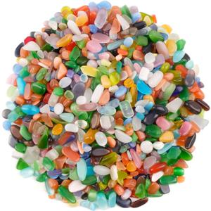 WAYBER Colorful Opal Pebbles, 2 Lbs/920g Decorative Crystal Stones Rocks Sea Glass Gravel Sand for Aquarium/Turtle Tank/Succulent Plants/Flowerpot/Vase Decoration