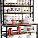 Aquzee Bakers Racks for Kitchens with Storage, 6 Tiers Large(47.2W x 15.7D x 70.8" H) Kitchen Stand with Hutch, Freestanding Organizer with Shelves,Rustic Brown (Rustic Brown Board + Black Frame)